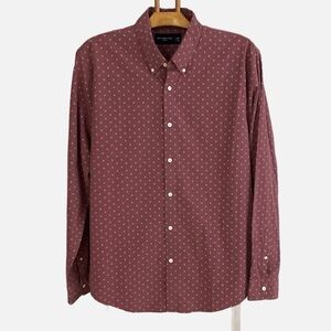 Abercrombie‎ & Fitch Stretch Men's Button Down Shirt Size XXL Burgundy Print NWT